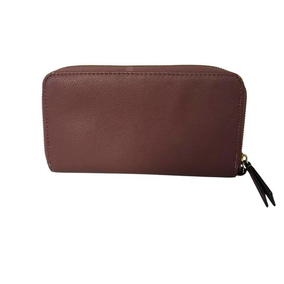 Jessica Simpson Patrice Zippered Wallet Wristlet Faux Leather Gold Eyelet - Picture 2 of 14